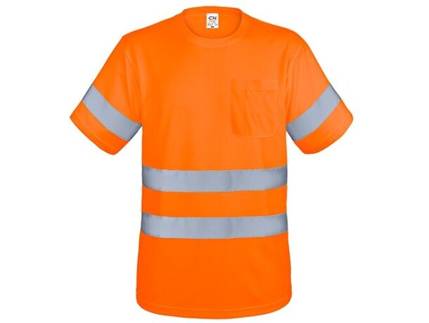 Camiseta con bolsillo y bandas reflectantes Krz Naranja detalle 1