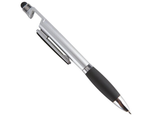 Bolígrafo con varias funciones y soporte móvil plata