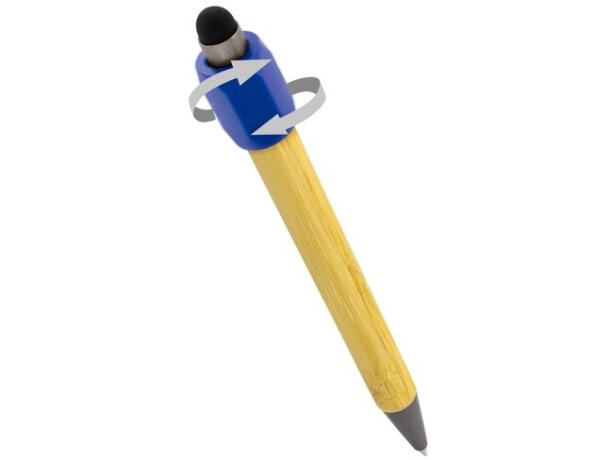 Bolígrafo bambú giratorio antiestrés Gyro con grabación láser Azul detalle 1