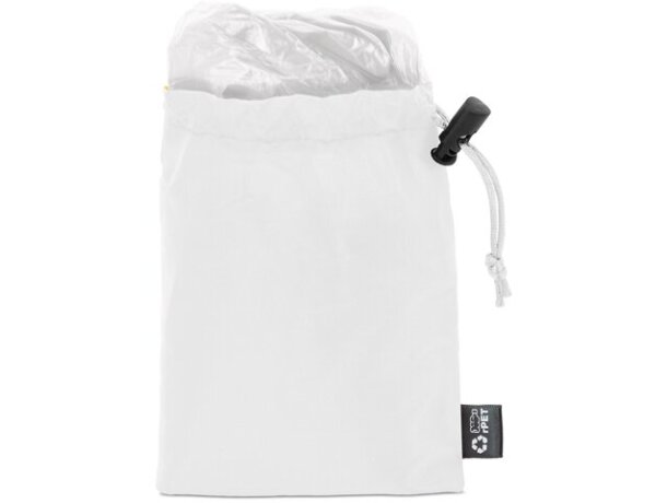 Poncho plegable Bross con bolsa rPET para campañas corporativas Blanco detalle 17