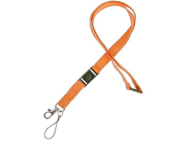 Lanyard doble de poliéster con enganche de hierro naranja