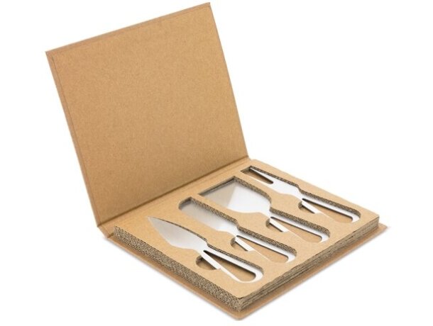 Set 4 cuchillos queso Gourmet acero inoxidable para corte detalle 3