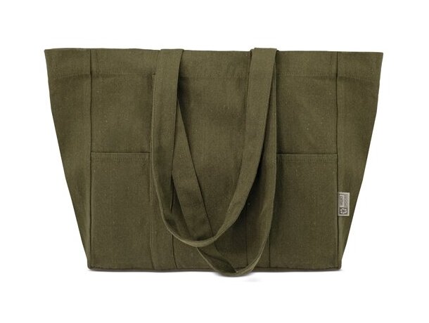 Bolsa algodón canvas reciclado Alma con asas largas reforzadas Verde detalle 11