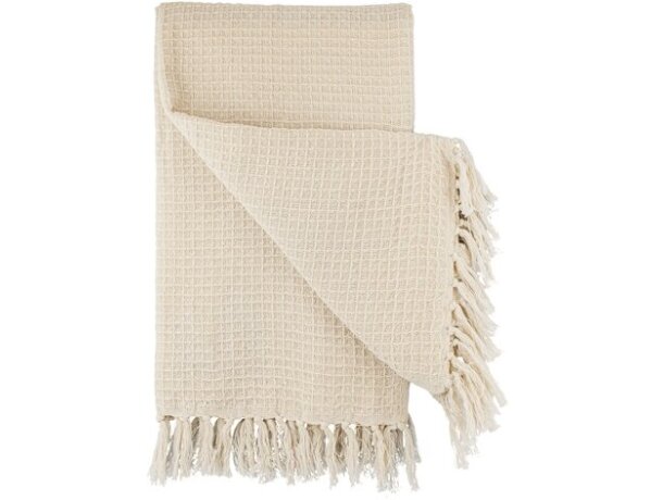 Manta pareo Haití de algodón reciclado con flecos decorativos detalle 2