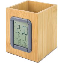 Portalápices bambú con pantalla meteorológica