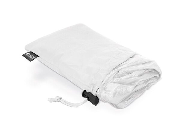 Poncho plegable Bross con bolsa rPET para campañas corporativas Blanco detalle 15
