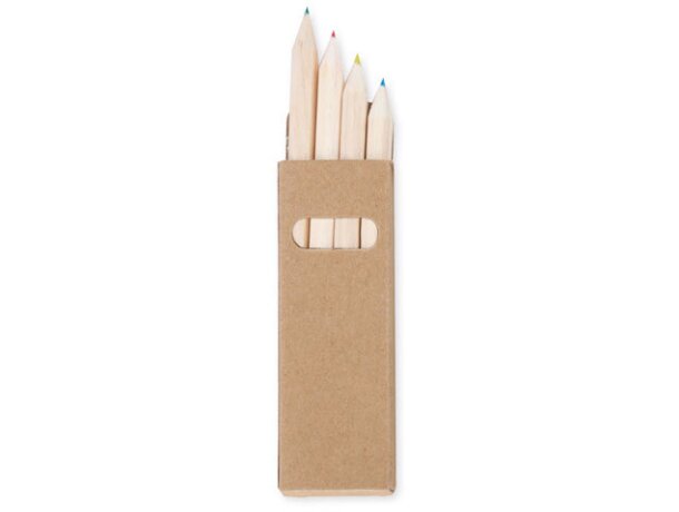 Cajita de cartón con 4 lápices de colores