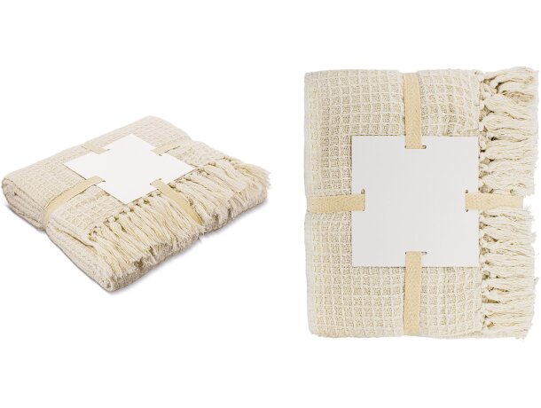 Manta pareo Haití de algodón reciclado con flecos decorativos detalle 1