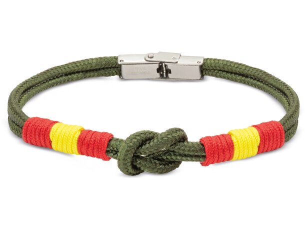 Pulsera bandera España ajustable con cierre acero New Barlovento Verde militar detalle 3