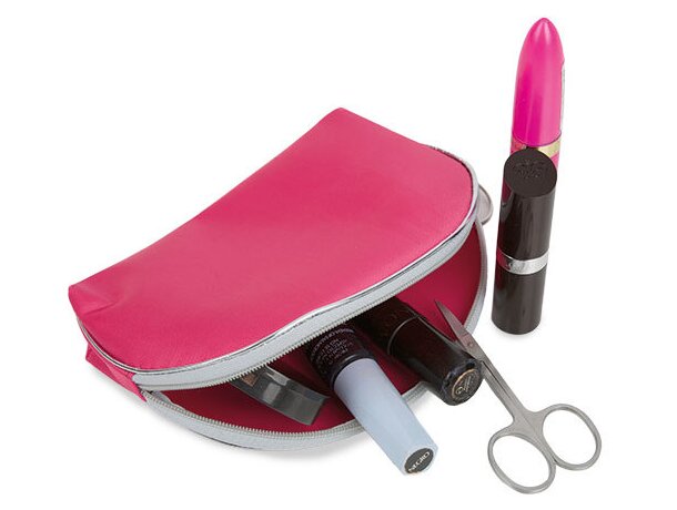 Neceser en tejido satinado fucsia
