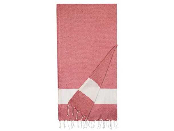 Toalla pareo Porto Principe algodón reciclado con fleco Rojo detalle 5