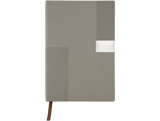 Libreta A5 Miletto RPET con textura relieve y chapa metálica Negro detalle 8