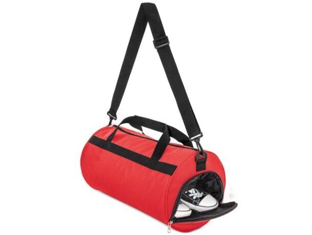 Bolsa deporte con zapatero Fitness en poliéster 100% Rojo detalle 9