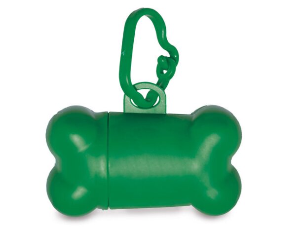 Porta bolsas para mascotas en forma de hueso verde