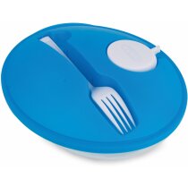 Set Ensaladera Oval Con Tenedor Personalizado Azul