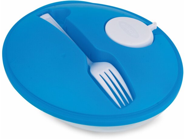Set ensaladera oval con tenedor azul barato