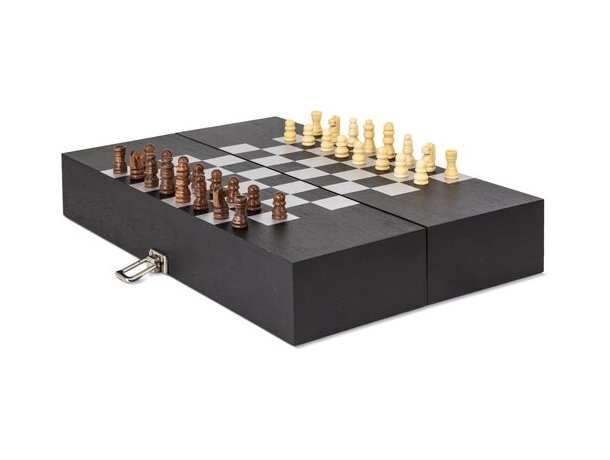 Set de vino con ajedrez Saboya en estuche de madera natural detalle 9