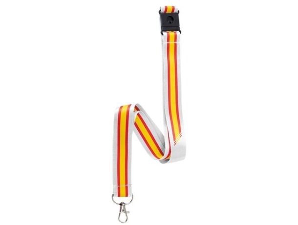 Lanyard bandera ancha Policia poliéster con cierre seguridad Blanco detalle 1