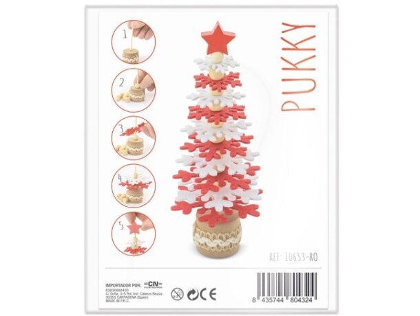 Arbolito navideño RPET y madera reciclada Pukky 18cm Rojo detalle 4