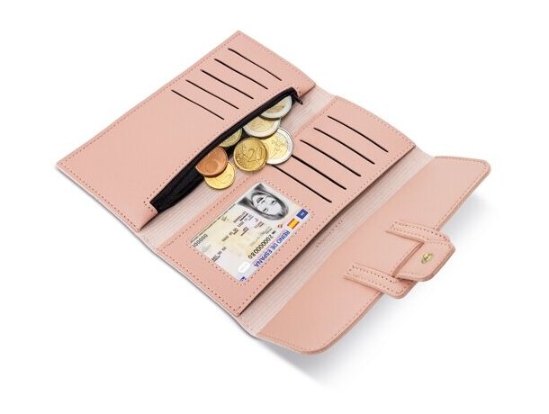 Cartera monedero Barletta en PU con capacidad para 10 tarjetas Rosa detalle 1