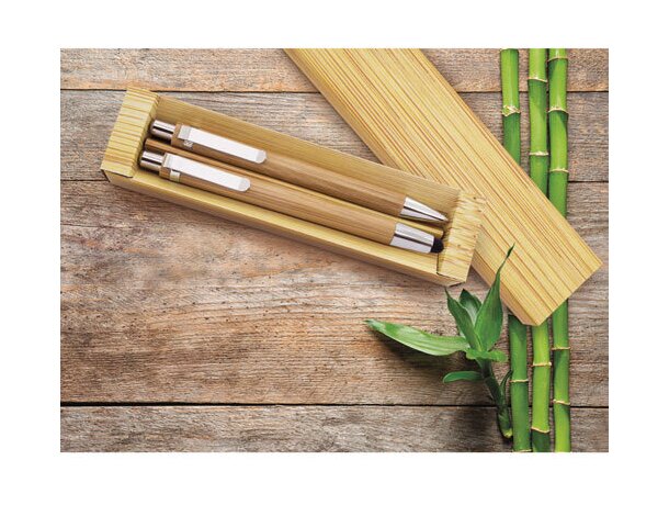 Set boligrafo y portaminas bambu Elastic