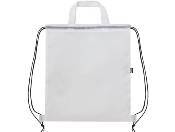 Bolsa mochila RPET Carot con cuerdas ajustables Blanco detalle 3