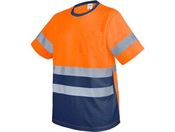 Camiseta con bolsillo y bandas reflectantes Krz Naranja detalle 2