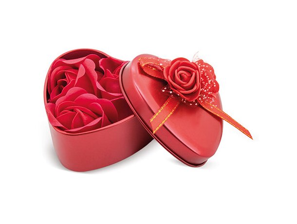 Estuche rosas heart blanco rojo