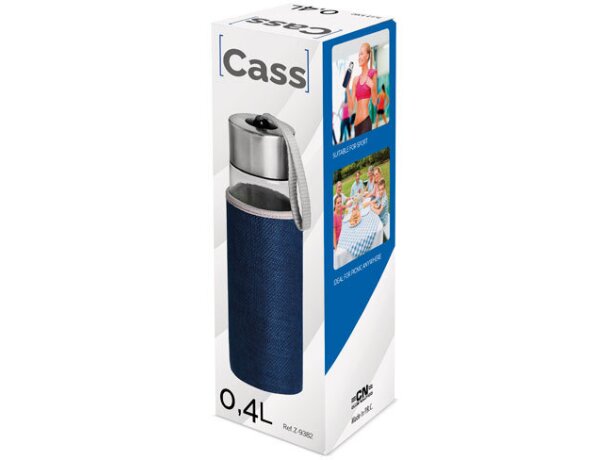 Botella de cristal con funda de neopreno beige