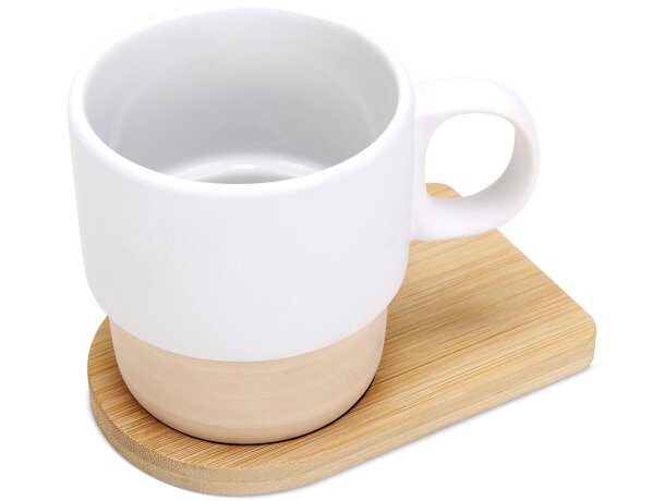 Taza sublimación apilable Gerard con base bambú 315 ml detalle 1
