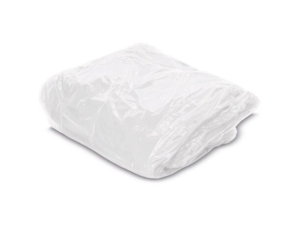Poncho plegable Bross con bolsa rPET para campañas corporativas Blanco detalle 18