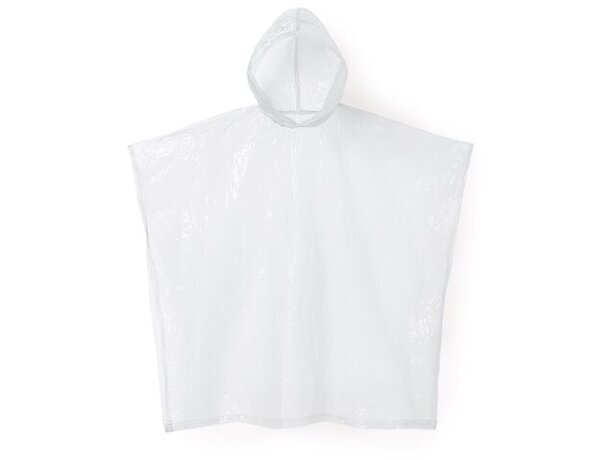 Poncho plegable Bross con bolsa rPET para campañas corporativas Blanco detalle 14