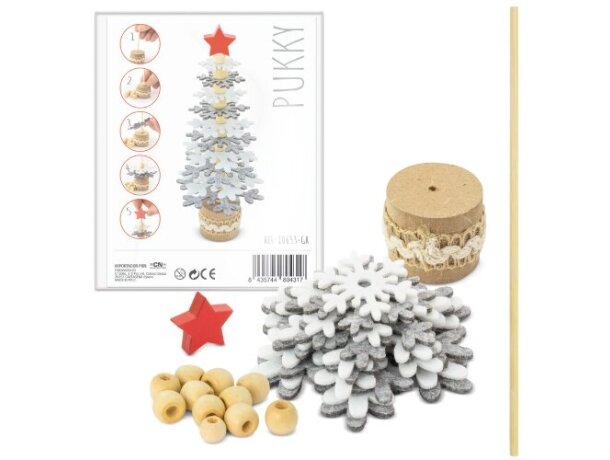 Arbolito navideño RPET y madera reciclada Pukky 18cm Gris detalle 1