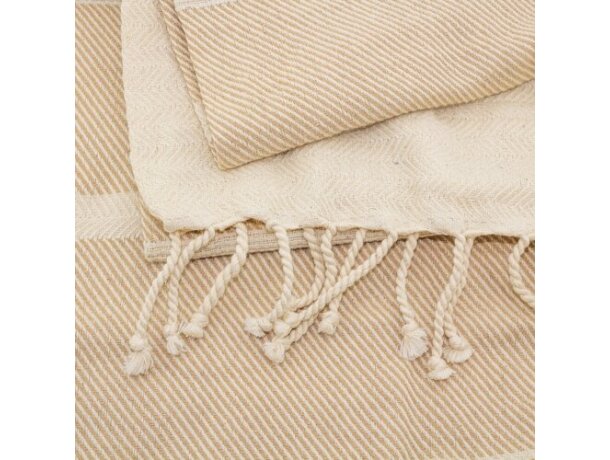 Toalla pareo de algodón orgánico con bolsa integrada Islas Menores Beige detalle 2