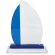 Trofeo de cristal azul y blanco personalizado