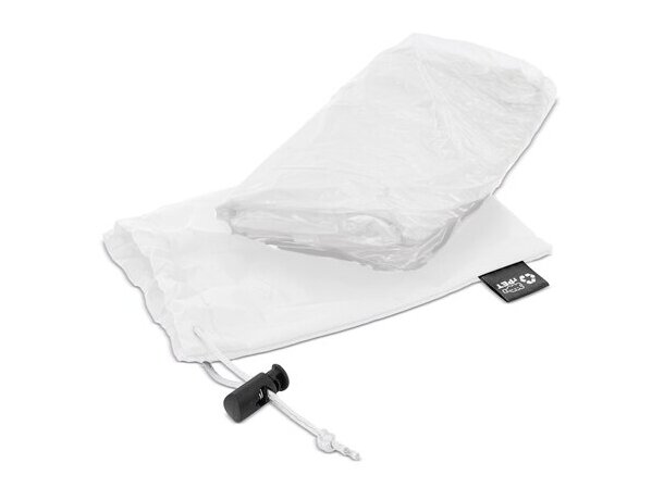 Poncho plegable Bross con bolsa rPET para campañas corporativas Blanco detalle 16