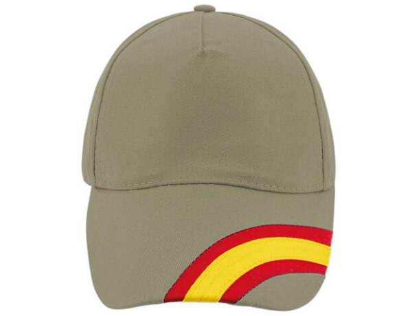 Gorra sencilla d e5 paneles con detalles de la bandera khaki