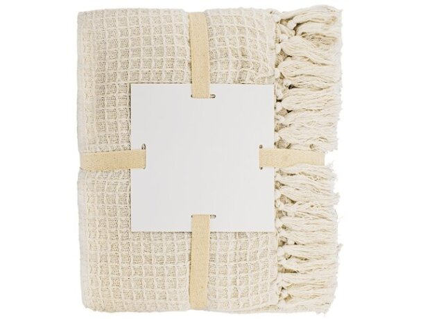 Manta pareo Haití de algodón reciclado con flecos decorativos detalle 4