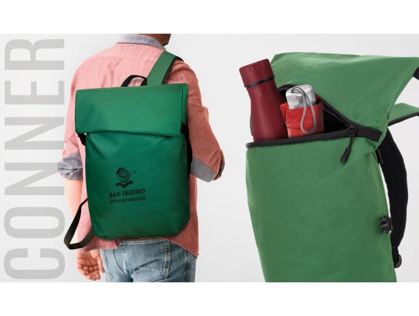 Mochila Conner de poliéster reciclado RPET con cremallera detalle 5