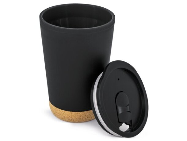 Vaso térmico doble pared con base de corcho Veneza 300ml Negro detalle 13