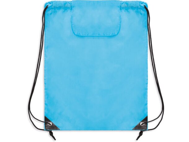 Bolsa mochila de nylon con cuerdas economica azul claro