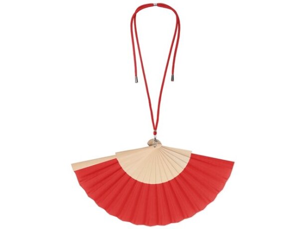 Abanico Calpe con cuerda ajustable de poliéster y madera Rojo detalle 4