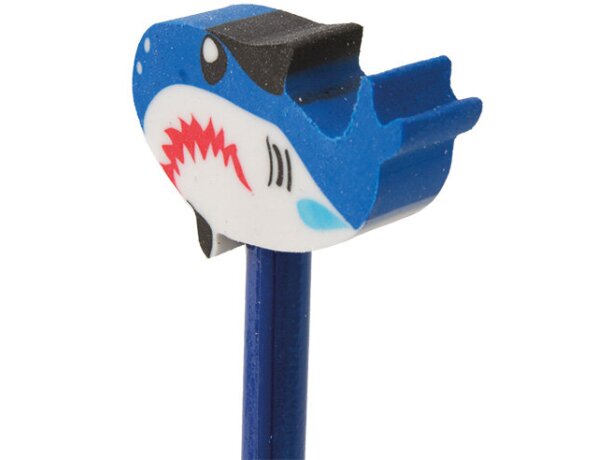 Lápiz de madera con goma tiburón azul barato