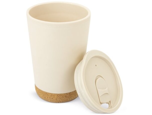 Vaso térmico doble pared con base de corcho Veneza 300ml Crudo detalle 4