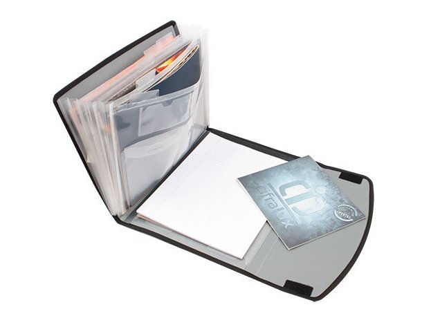 Carpeta con archivador y cierre de velcro plata