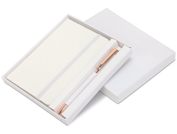 Set cuaderno A6 y bolígrafo Zadie personalizable corporativo Blanco detalle 5