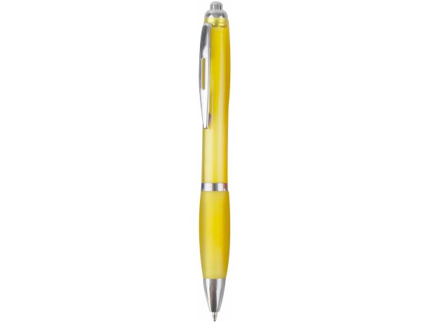 Bolígrafo de diseño clásico con pulsador y aro central grabado amarillo Bolígrafo de diseño clásico con pulsador y aro central grabado amarillo