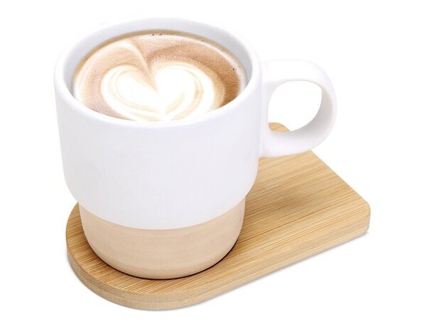 Taza sublimación apilable Gerard con base bambú 315 ml detalle 5