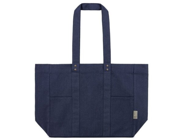 Bolsa algodón canvas reciclado Alma con asas largas reforzadas Azul marino detalle 7