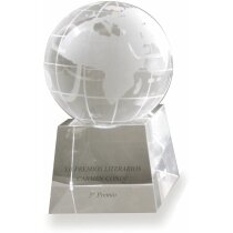 Trofeo de cristal bola del mundo pequeña personalizado